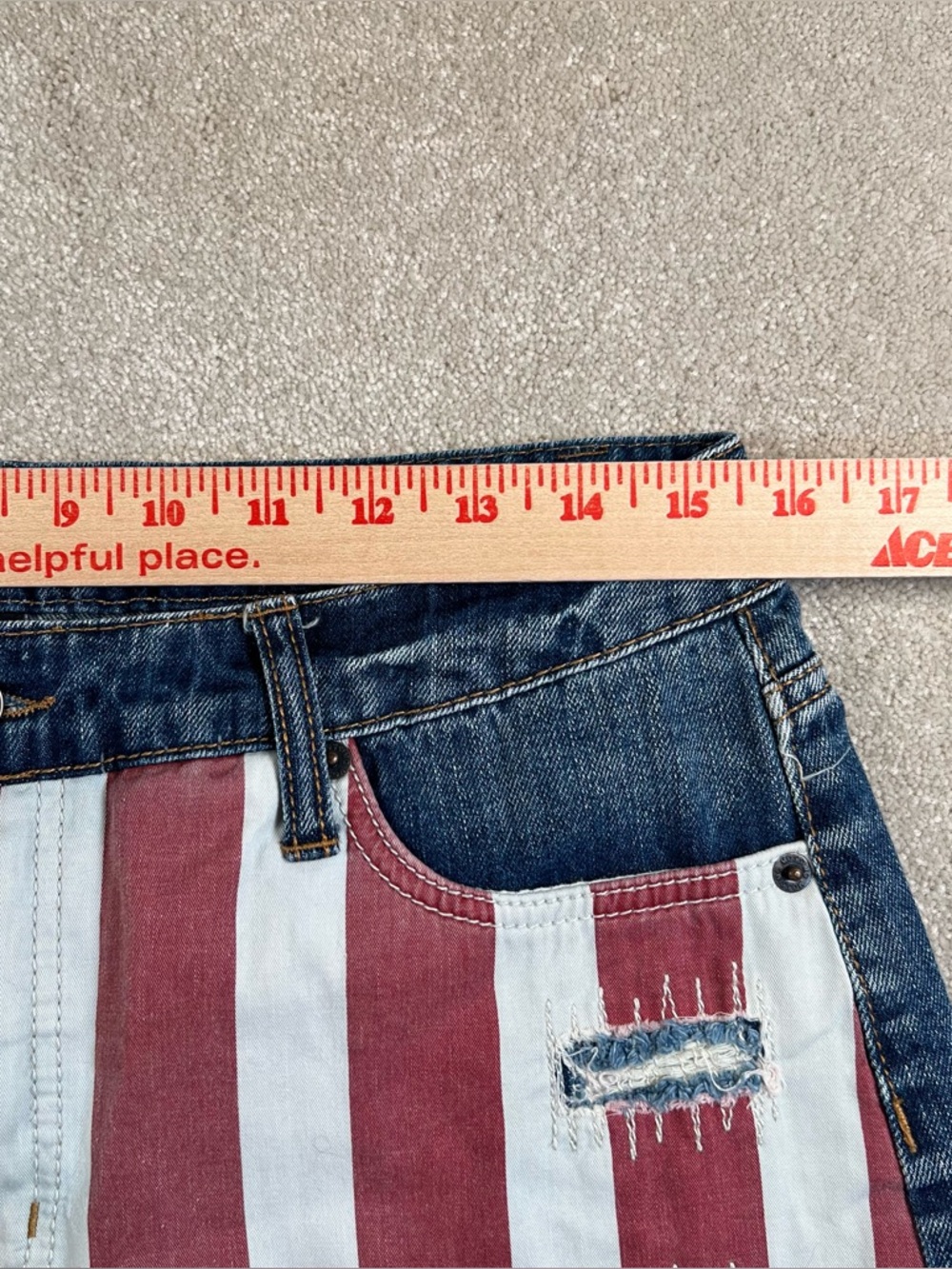 Denim Shorts America Flag Cut Off Distressed High Rise Summer Mossimo Women's 10 - Picture 7 of 9